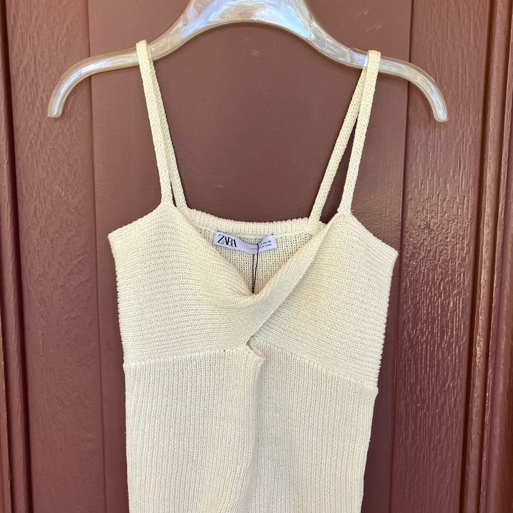 Zara BASIC KNIT LINEN BLEND TOP - Picture 2 of 3